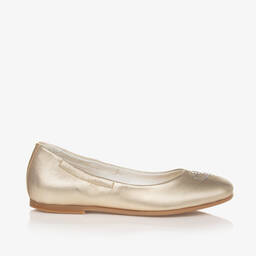 Calvin Klein-Girls Metallic Gold Ballerina Pumps | Childrensalon Outlet