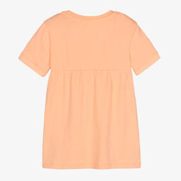 كالفين كلاين Jeans-فستان أطفال بناتي قطن جيرسي لون برتقالي مرجاني | Childrensalon Outlet