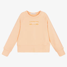 Calvin Klein Jeans-Girls Orange Cotton Logo Sweatshirt | Childrensalon Outlet