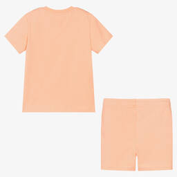 Calvin Klein Jeans-طقم شورت قطن جيرسي لون برتقالي مرجاني | Childrensalon Outlet