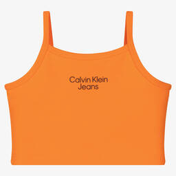 Calvin Klein Jeans-Girls Orange Strappy Crop Top | Childrensalon Outlet