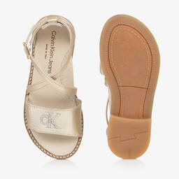 Calvin Klein-Girls Pale Gold Leather Sandals | Childrensalon Outlet