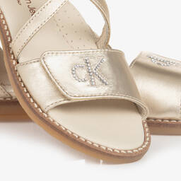 Calvin Klein-Girls Pale Gold Leather Sandals | Childrensalon Outlet