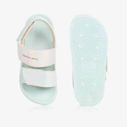 Calvin Klein- Girls Pale Green Faux Leather Sandals | Childrensalon Outlet