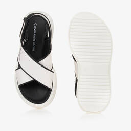 Calvin Klein-Girls Pearlescent White Velcro Sandals | Childrensalon Outlet