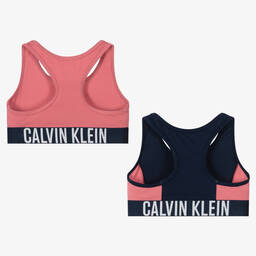 Calvin Klein-Girls Pink & Blue Cotton Bra Tops (2 Pack) | Childrensalon Outlet
