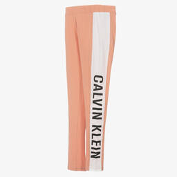 كالفين كلاين-بيجاما قطن جيرسي لون زهري وأبيض للبنات | Childrensalon Outlet