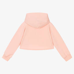 كالفين كلاين Jeans-توب هودي قصير قطن جيرسي لون زهري للبنات | Childrensalon Outlet