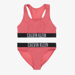 Calvin Klein-Girls Pink Logo Trim Bikini | Childrensalon Outlet
