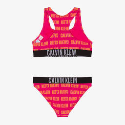 كالفين كلاين-مايو بكيني لون زهري وبرتقالي للبنات | Childrensalon Outlet