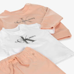 Calvin Klein-Girls Pink Organic Cotton Tracksuit Gift Set | Childrensalon Outlet