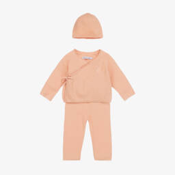 Calvin Klein-طقم أفرول قطن محبوك لون زهري للمولودات | Childrensalon Outlet