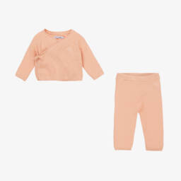 Calvin Klein-طقم أفرول قطن محبوك لون زهري للمولودات | Childrensalon Outlet