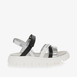 Calvin Klein-Girls Silver & Black Sandals | Childrensalon Outlet