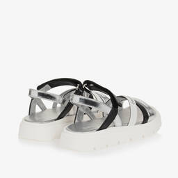 Calvin Klein-Girls Silver & Black Sandals | Childrensalon Outlet