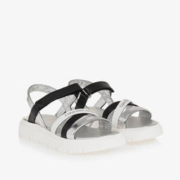 Calvin Klein-Girls Silver & Black Sandals | Childrensalon Outlet