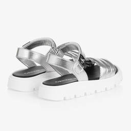 Calvin Klein Jeans-صندل جلد صناعي لون فضّي للبنات | Childrensalon Outlet