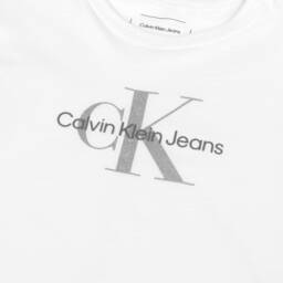Calvin Klein-Girls Silver Logo Cotton Tee | Childrensalon Outlet