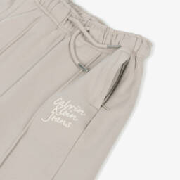 Calvin Klein-Girls Soft Beige Cotton Trousers | Childrensalon Outlet