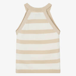 Calvin Klein-Girls Soft Beige Halterneck Knit Top | Childrensalon Outlet
