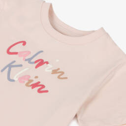 Calvin Klein-Girls Soft Pink Logo Cotton Ensemble | Childrensalon Outlet