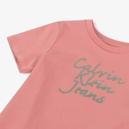 Calvin Klein-Мягкая хлопковая футболка розового цвета для девочек | Childrensalon Outlet