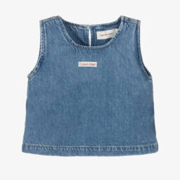 Calvin Klein-Girls Stylish Blue Cotton Tank | Childrensalon Outlet