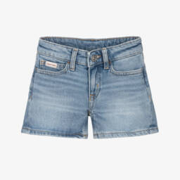 Calvin Klein-Girls Stylish Slim Blue Denim Shorts | Childrensalon Outlet