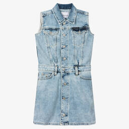 Calvin Klein Jeans-Girls Washed Blue Denim Dress | Childrensalon Outlet