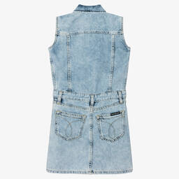 Calvin Klein Jeans-Girls Washed Blue Denim Dress | Childrensalon Outlet