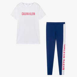 Calvin Klein-Длинная бело-синяя пижама | Childrensalon Outlet