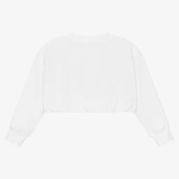 Calvin Klein Jeans-سويتشيرت قطن جيرسي لون أبيض للبنات | Childrensalon Outlet