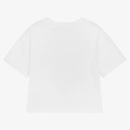 Calvin Klein Jeans-تيشيرت قطن لون أبيض للبنات | Childrensalon Outlet