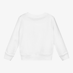 Calvin Klein-سويتشيرت قطن عضوي جيرسي لون أبيض للبنات | Childrensalon Outlet