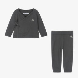 كالفين كلاين-طقم هدية مزيج قطن محبوك لون رمادي للأطفال | Childrensalon Outlet