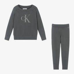Calvin Klein-Grey Cotton Knit Tracksuit | Childrensalon Outlet