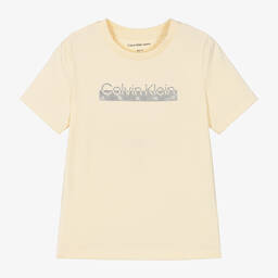 كالفين كلاين-تيشيرت قطن جيرسي لون عاجي داكن للأطفال | Childrensalon Outlet