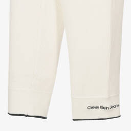 Calvin Klein Джинсы-Кремовые трикотажные легинсы в рубчик | Childrensalon Outlet