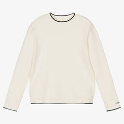 Calvin Klein Джинсы-Кремовый вязаный свитер в рубчик | Childrensalon Outlet