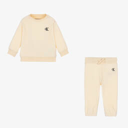 Calvin Klein-Кремовый спортивный костюм из велюра | Childrensalon Outlet