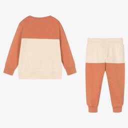 Calvin Klein Jeans-Orange Cotton Logo Tracksuit | Childrensalon Outlet