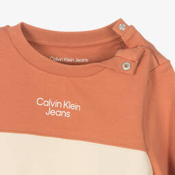 Calvin Klein Jeans-Orange Cotton Logo Tracksuit | Childrensalon Outlet