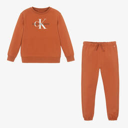 Calvin Klein-Коричневый спортивный костюм из хлопка с монограммой | Childrensalon Outlet