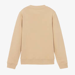 Calvin Klein-سويتشيرت تينز قطن جيرسي لون بيج | Childrensalon Outlet