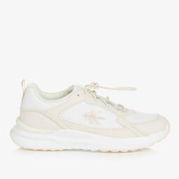Calvin Klein-Teen Beige Mesh & Faux Leather Trainers | Childrensalon Outlet