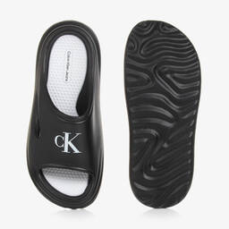 Calvin Klein-Teen Black Monogram Sliders | Childrensalon Outlet