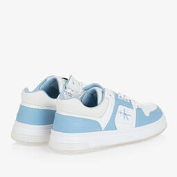 كالفين كلاين-حذاء رياضي بطبعة مونوغرام لون أزرق وأبيض | Childrensalon Outlet