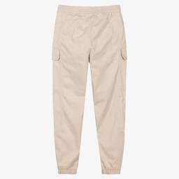 Calvin Klein-Teen Boys Beige Cotton Cargo Trousers | Childrensalon Outlet