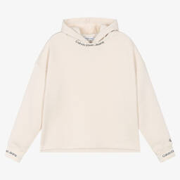 Calvin Klein-Teen Boys Beige Cotton Hoodie | Childrensalon Outlet