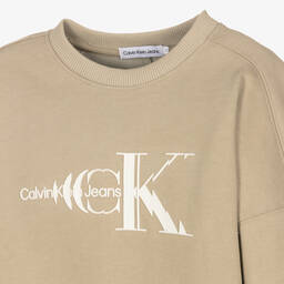 Calvin Klein Джинсы-Бежевый хлопковый свитшот | Childrensalon Outlet